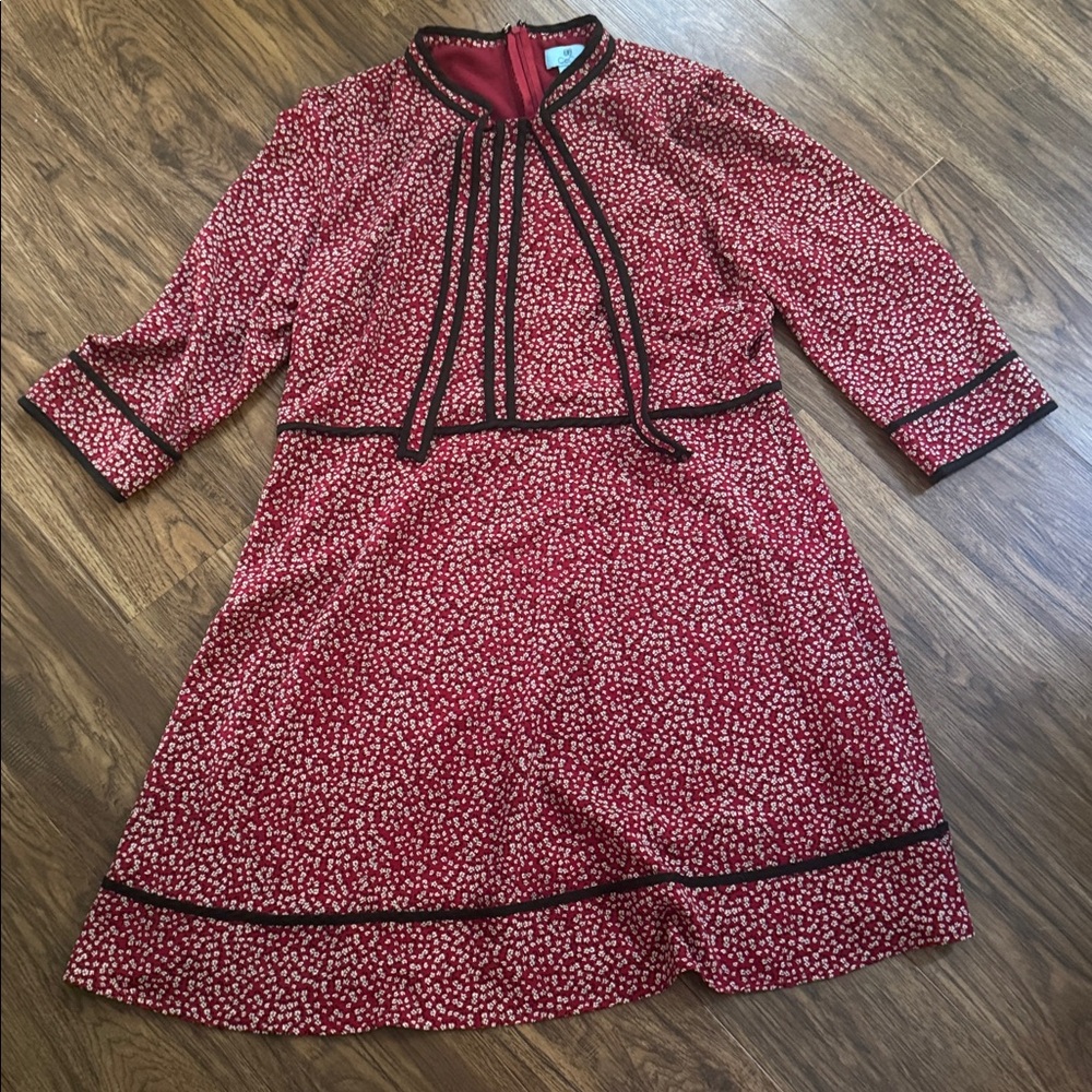CeCe Red and Black Patterned Dress